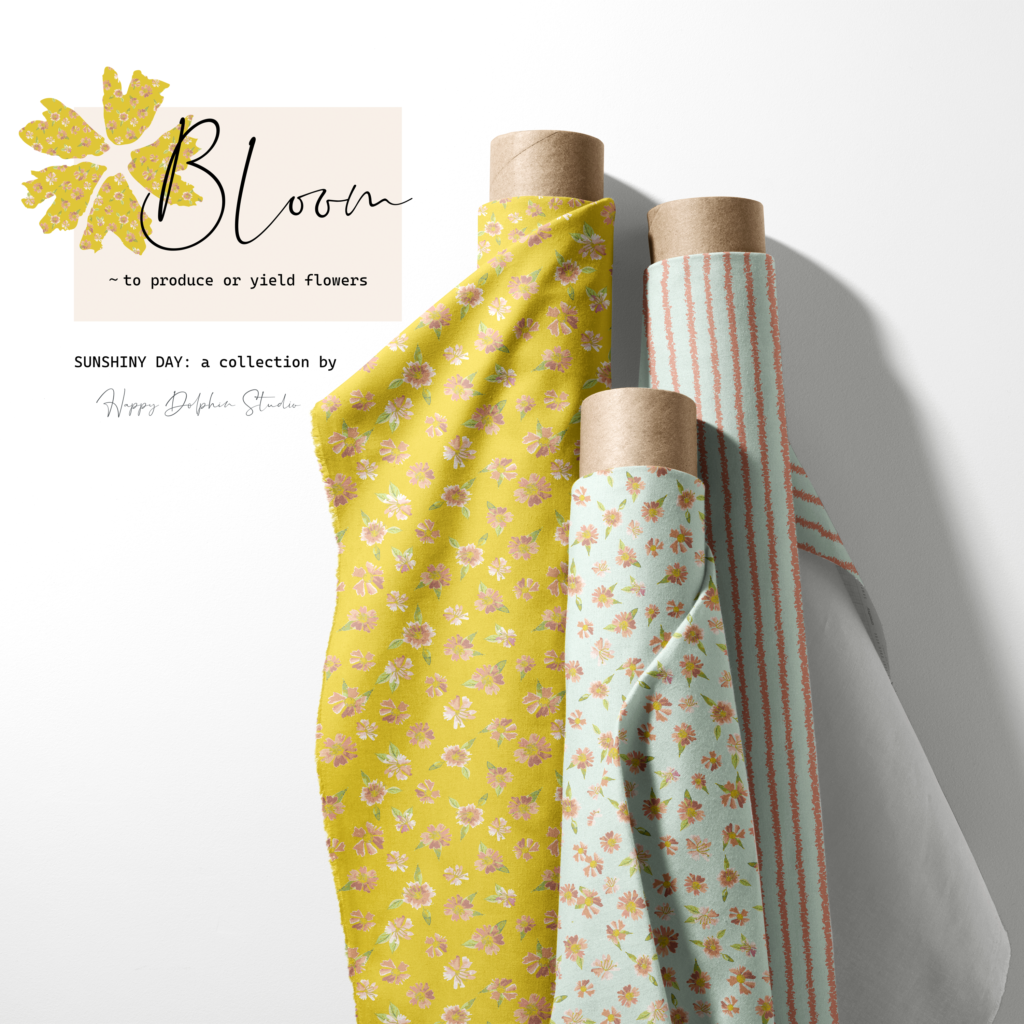 fabric collection bloom sunshiny day by happy dolphin studio