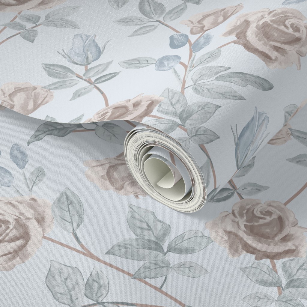 Vintage Rose – Dusty Blue close-up
